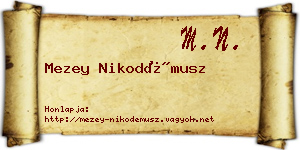 Mezey Nikodémusz névjegykártya